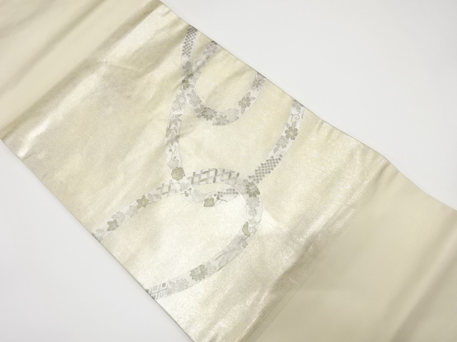 箔置き　熨斗に花・古典柄名古屋帯